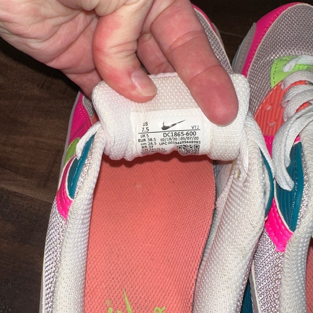 Nike Air Max 90 Pink Blast Volt Blue Fury Sneakers DC1865-600 Womens 7.5 - Picture 5 of 8